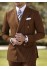 Rust Cognac Brown Chalk Stripe Double-Breasted