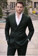 Forest Emerald Green Chalk Stripe