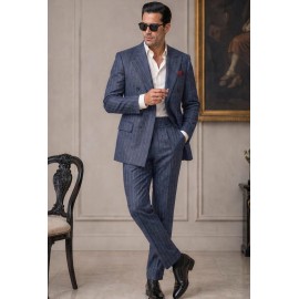 Deep Navy Fine Pinstripe