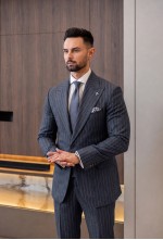 Charcoal Slate Chalk Stripe Linen