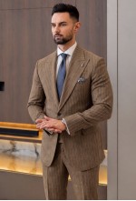 Mocha Tan Slub Linen-Wool