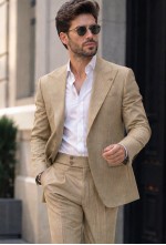 Sand Beige Pinstripe Linen