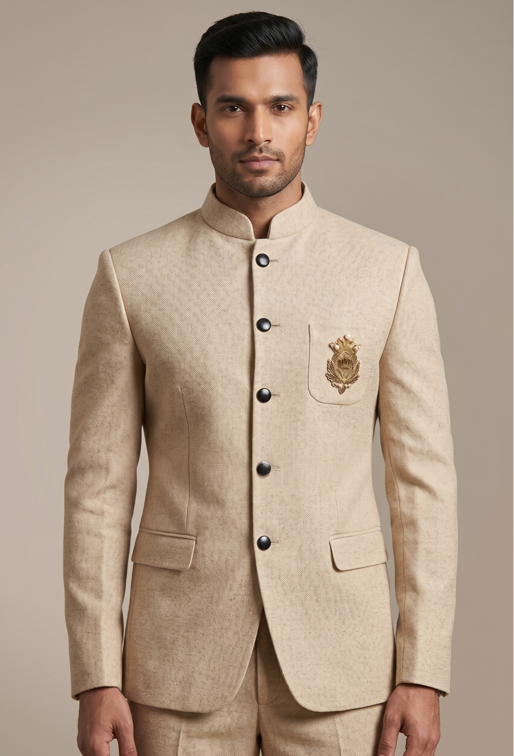 Cream Bandhgala Suit